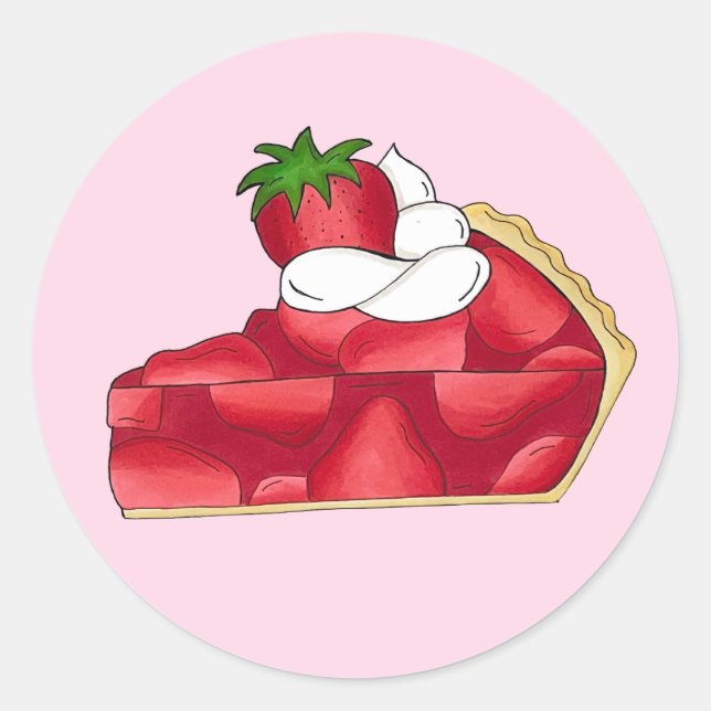 Pie Social Party Dessert Bake Sale Strawberry Classic Round Sticker (Front)