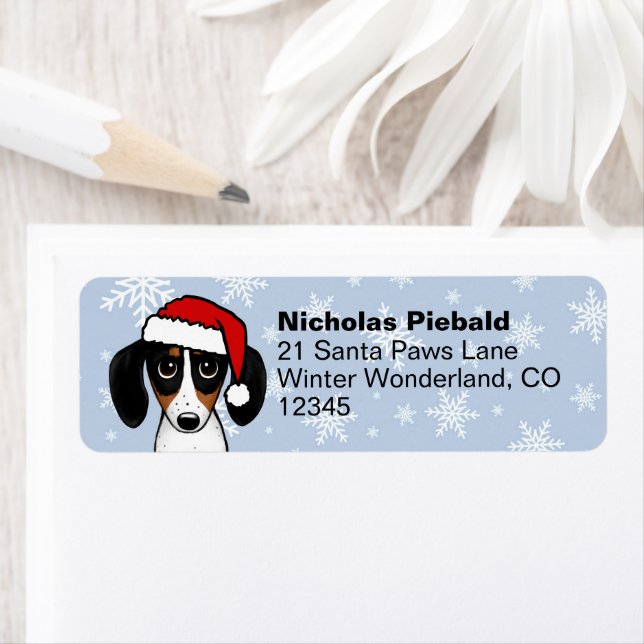 Piebald Dachshund Christmas Dog Return Address Label (Insitu)