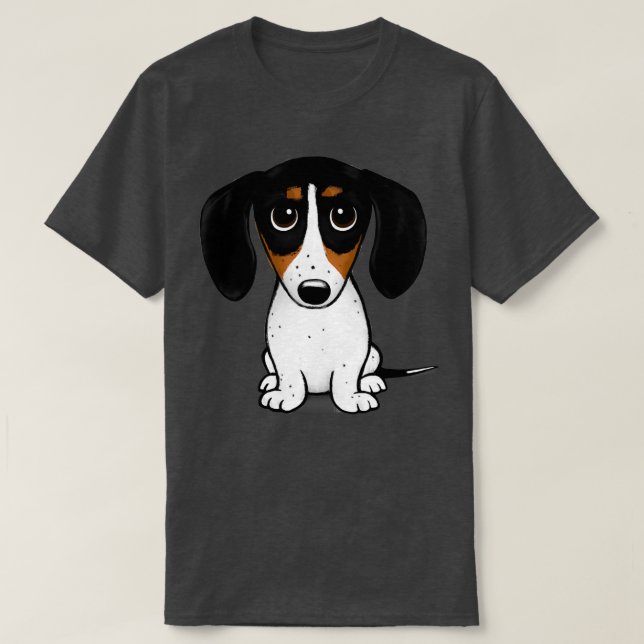 Piebald Dachshund Cute Black Tan and White Wiener  T-Shirt (Design Front)