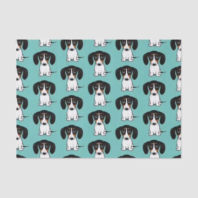 Piebald Dachshund Cute Dog Patterned Tissue Paper (Front)