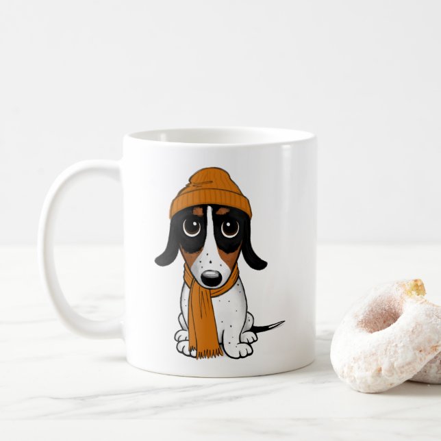 Piebald Dachshund | Cute Hipster Dog Coffee Mug (With Donut)