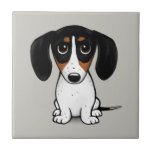 Piebald Dachshund | Cute Puppy Dog Ceramic Tile<br><div class="desc">Black,  tan and white coloured Piebald Dachshund. Visit Jenn's Doodle World for even more accessories for home and office with this cute dog and more original wiener dog designs.</div>