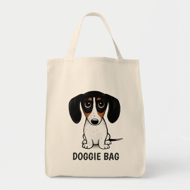Piebald Dachshund | Cute Puppy Dog Custom Tote Bag (Front)