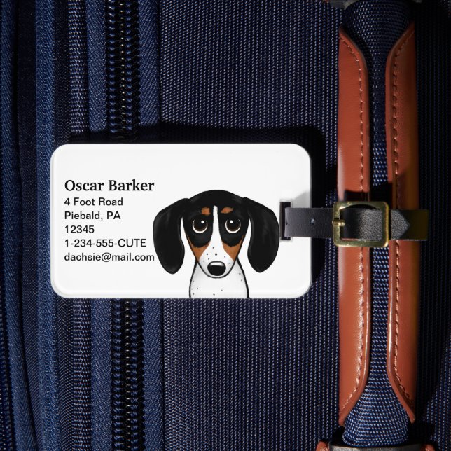 Piebald Dachshund Cute Puppy Dog Luggage Tag (Front Insitu 4)