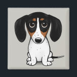 Piebald Dachshund | Cute Puppy Dog Magnet<br><div class="desc">A fun fridge magnet for Piebald Dachshund lovers. Black,  tan and white Doxie. Visit Jenn's Doodle World for even more accessories for home and office with this funny dog and more original wiener dog designs.</div>