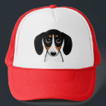 Piebald Dachshund Cute Puppy Dog Trucker Hat<br><div class="desc">The perfect Piebald lover's hat. Cute cartoon style drawing of a black,  tan & white Piebald Dachshund. Makes a great gift for wiener dog enthusiasts. Unisex size fits most teens and adults.</div>