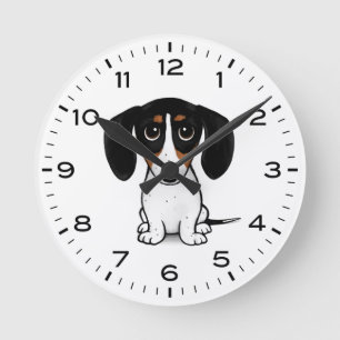 Piebald Dachshund Cute Wiener Dog Round Clock