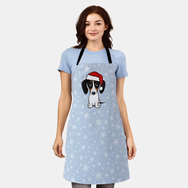 Piebald Dachshund Santa Christmas Dog Holiday Apron (Worn)