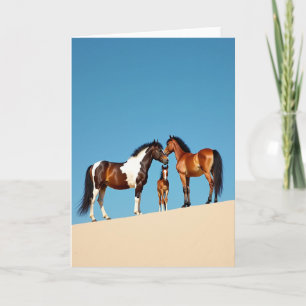Piebald Horses Fathers Day Card