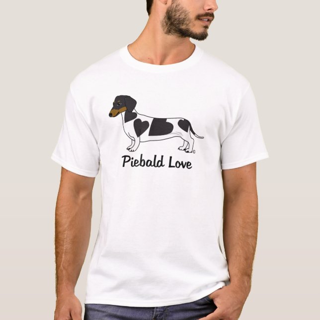 Piebald Love Dachshund T-Shirt (black markings) (Front)