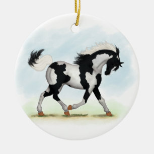 Piebald Overo Pinto Horse Ceramic Ornament