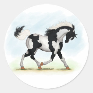 Piebald Overo Pinto Horse Classic Round Sticker