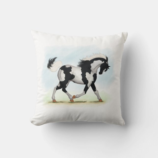 Piebald Overo Pinto Horse Cushion (Front)