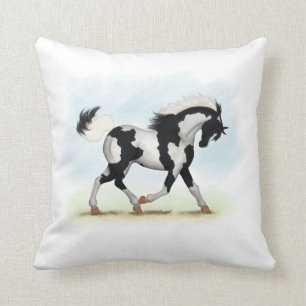 Piebald Overo Pinto Horse Cushion