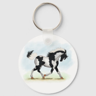 Piebald Overo Pinto Horse Key Ring