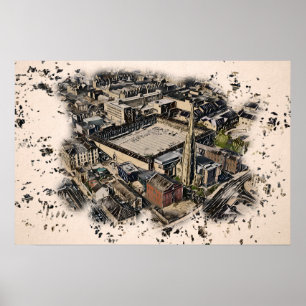 Piece Hall & Square Church Spire, Halifax Art Poster