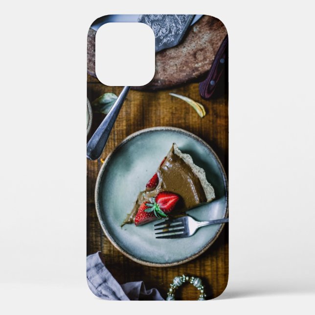 PIECE OF CAKE SERVED ON ROUND GRAY CERAMIC PLATE Case-Mate iPhone CASE (Back)