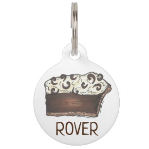 Piece of Chocolate Mousse Cream Pie Slice Baking Pet Tag