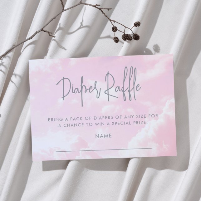 Piece of Heaven Baby Shower Pink Diaper Raffle Enclosure Card (Creator Uploaded)