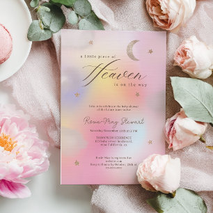 Piece of Heaven Celestial Holographic Baby Shower Invitation
