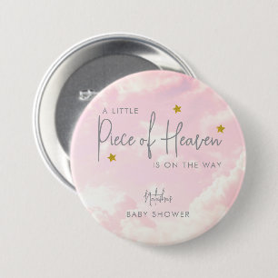 Piece of Heaven Clouds Nine Baby Shower 7.5 Cm Round Badge