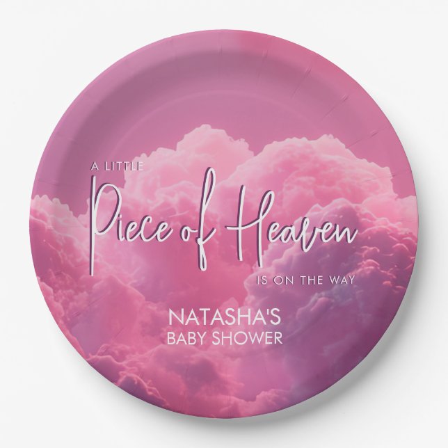 Piece of Heaven is on the way Dreamy Clouds Paper Plate (Front)