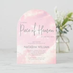 Piece of Heaven Pink Clouds Baby Shower Invitation