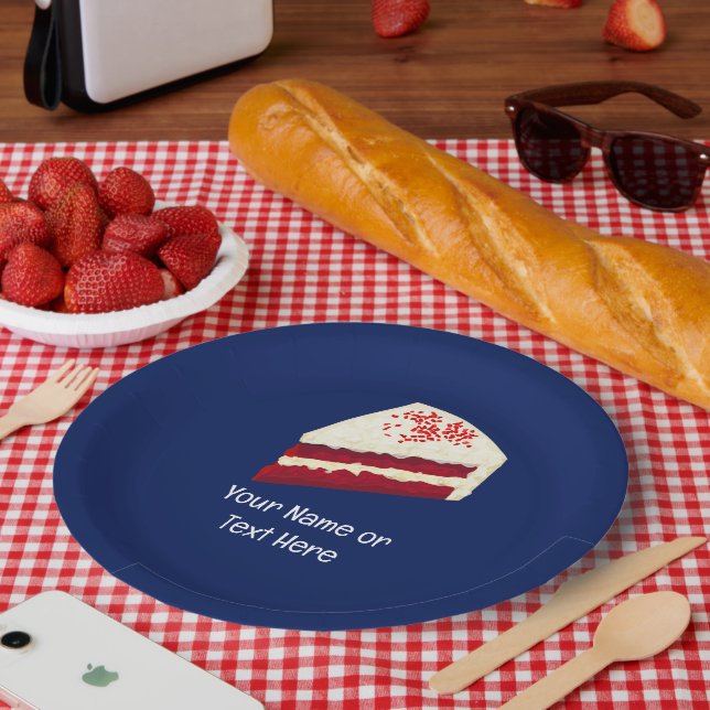 Piece of Red Velvet Cake and your own words on Pap Paper Plate (Picnic)