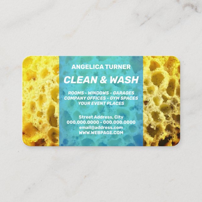 Piece of sponge fun style professional blue pack business card (Front)
