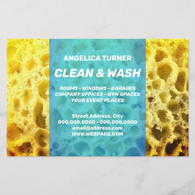 Piece of sponge fun style professional blue pack flyer (Front)