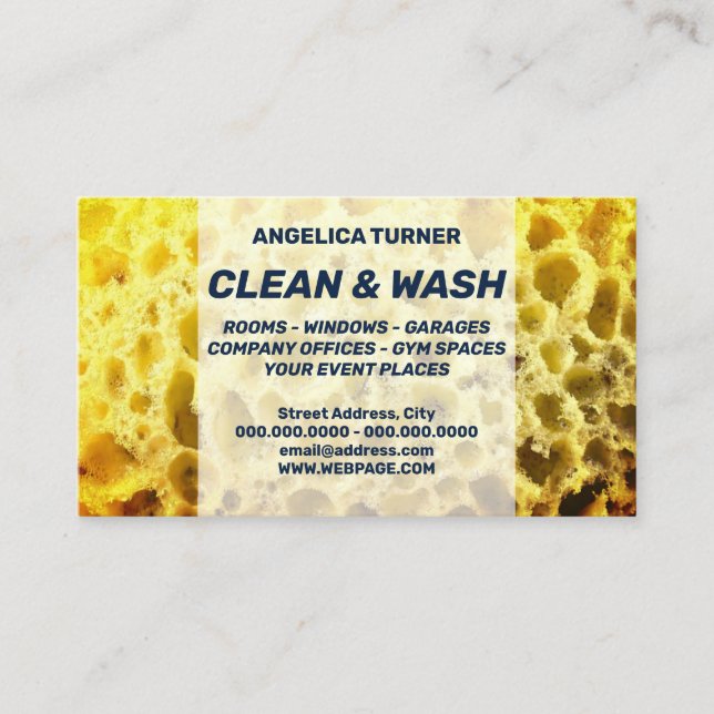 Piece of sponge fun style professional business card (Front)
