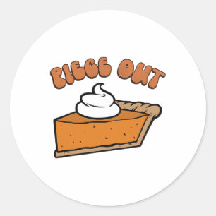 Piece Out Pie Retro Funny Thanksgiving Fall Groovy Classic Round Sticker