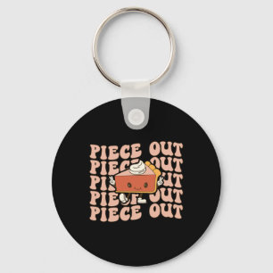 Piece Out Pumpkin Pie Retro Groovy Thanksgiving Fa Key Ring