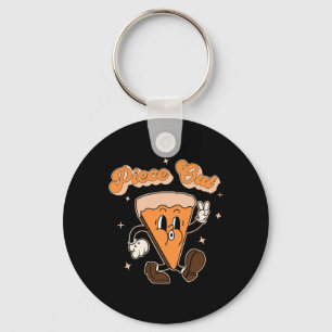 Piece Out Pumpkin Pie Retro Thanksgiving Fall Groo Key Ring