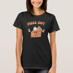Piece Out Thanksgiving Pumpkin Pie Retro Groovy T-Shirt