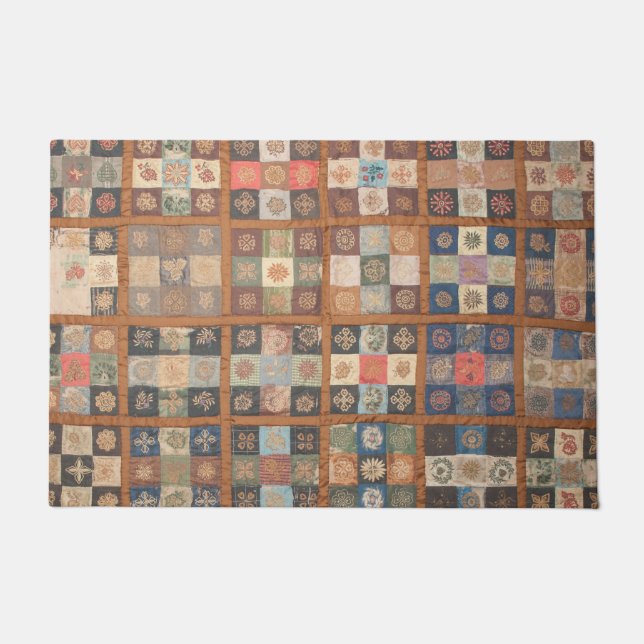 Pieced Nine-Patch fancy quilt Doormat (Front)