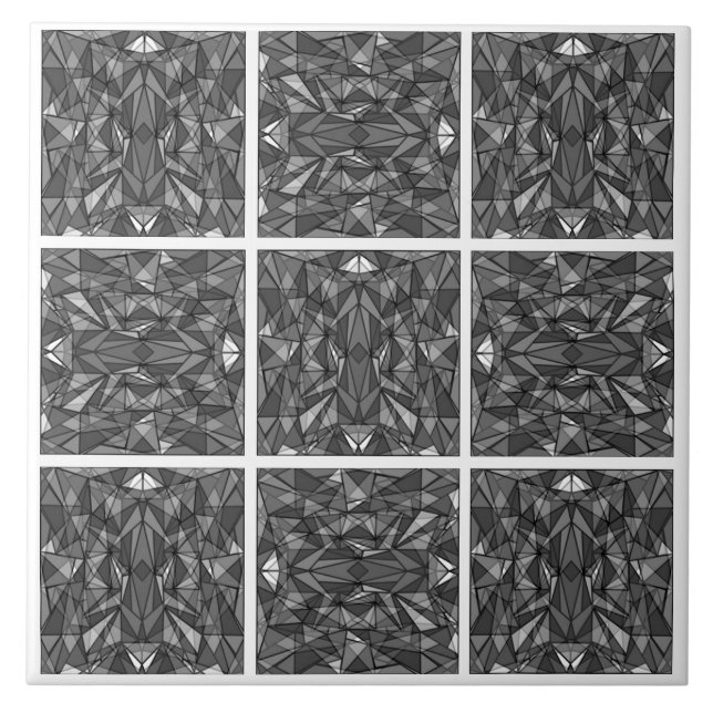 PiecedLayered 2x2 BandW Ceramic Tile (Front)