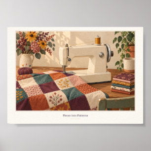 Pieces into Patterns Quilting Studio Art Poster