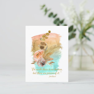 Pieces of Heaven Quote Boho Flowers Postcard