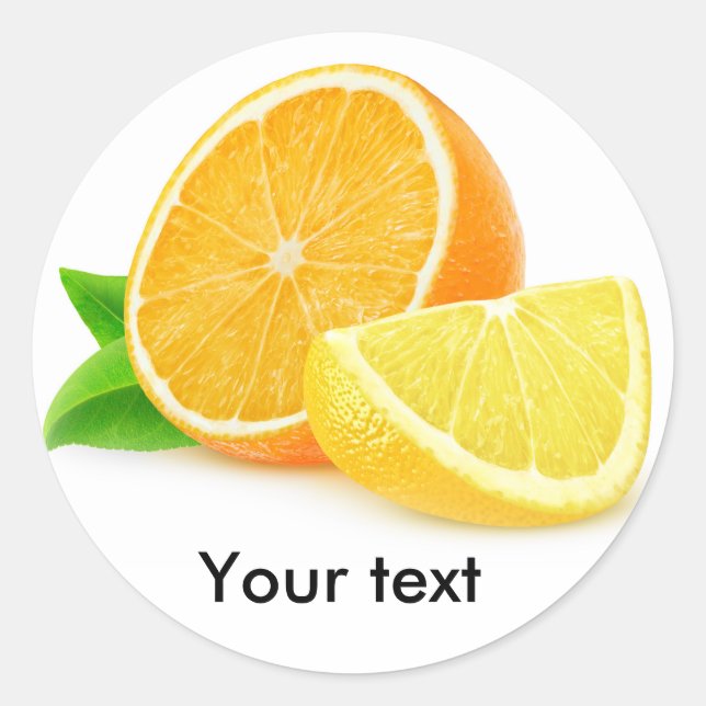 Pieces of orange and lemon classic round sticker (Front)