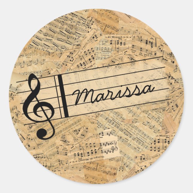 Pieces of Vintage Music ID389 Classic Round Sticker (Front)