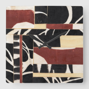 Pieces & Parts II Square Wall Clock