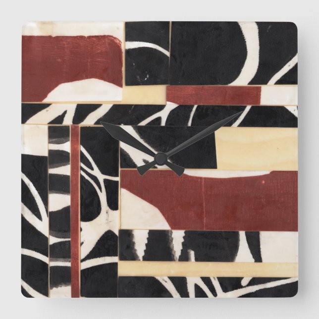 Pieces & Parts II Square Wall Clock (Front)