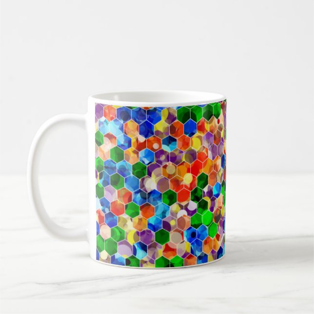 Piecewise Vertical Hexagons Dot 11oz Mug (Left)