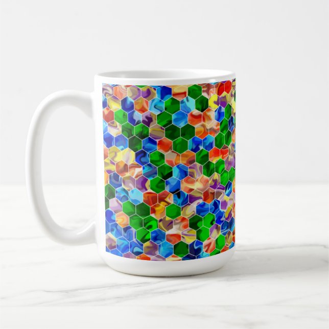 Piecewise Vertical Hexagons Swirl 15oz Mug (Left)
