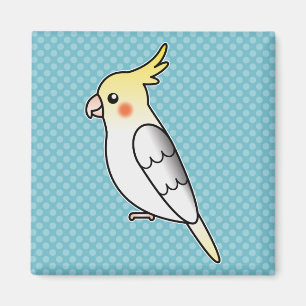 Pied Cartoon Cockatiel Parrot Bird Magnet