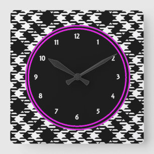 Pied de Poule Square Wall Clock