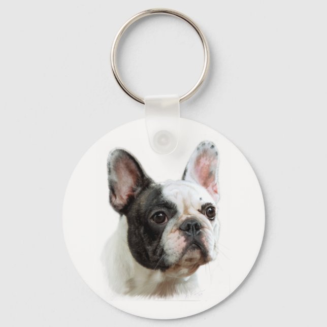 Pied French Bulldog keyring (Front)