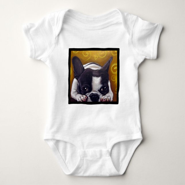 Pied Frenchie Nap Baby Bodysuit (Front)