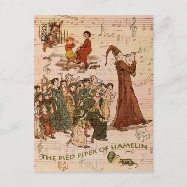 Pied Piper Collage Postcard (Front)